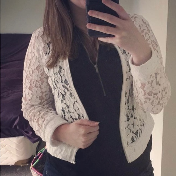 Dex Laser Cut Flower Bomber Jacket - Picture 5 of 6